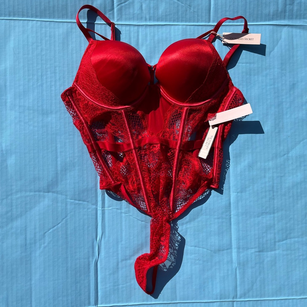 Victoria's Secret Red Lace Bodysuit